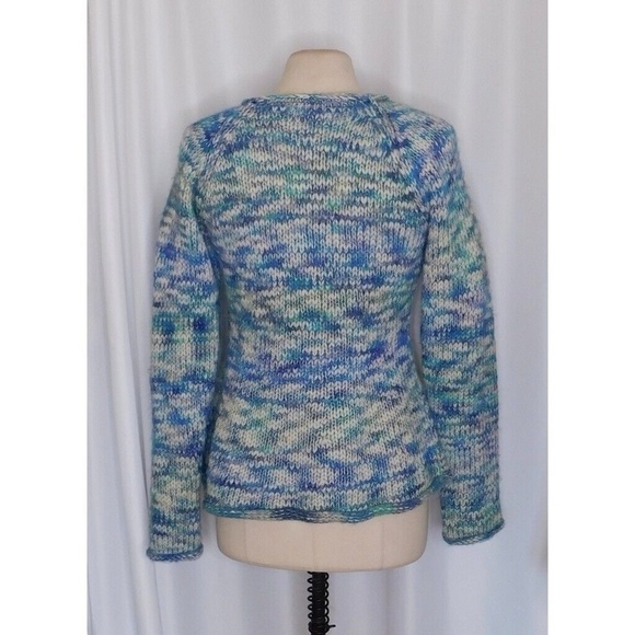 Anthropologie SLEEPING ON SNOW Blue Marled Double Breasted Cardigan Sweater Med - Picture 7 of 11